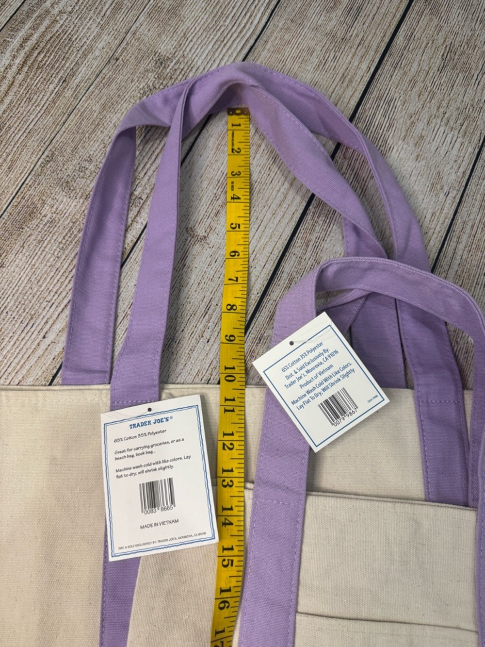 NWT 2026 Trader Joe’s Lavender Tote Set - Full Size & Mini Pastel Canvas - Picture 8 of 9